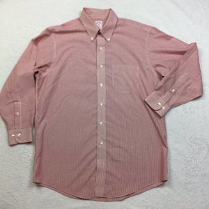 Brooks Brothers 346 The Original Polo Shirt 16-2/3 Mens Red Striped Non-Iron